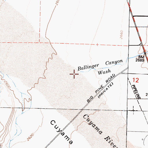 Topographic Map of Ballinger Canyon Wash, CA