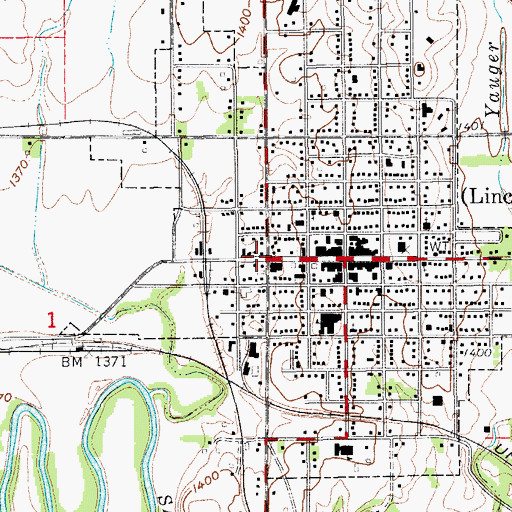 Topographic Map of Lincoln County Ambulance Service, KS