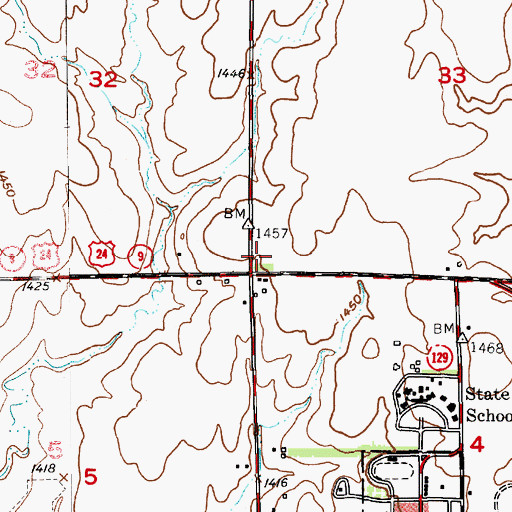 Topographic Map of Mitchell County Emergency Medical Services, KS
