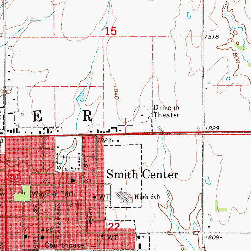 Topographic Map of Smith County Emergency Medical Services, KS