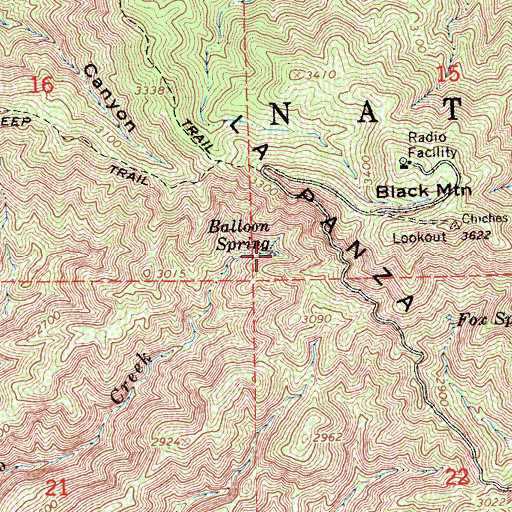 Topographic Map of Balloon Spring, CA