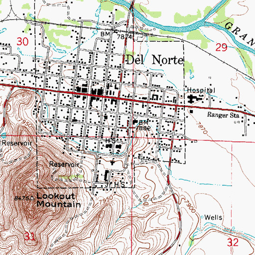 Topographic Map of Rio Grande Sheriff's Office, CO