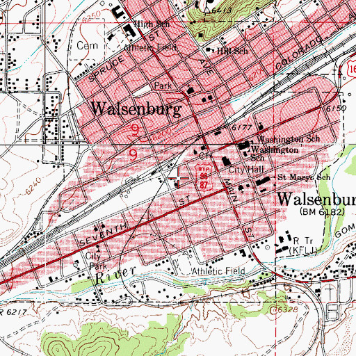 Topographic Map of Walsenburg Police Department, CO