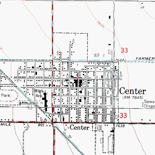 Topographic Map of Center Police Department, CO