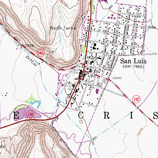 Topographic Map of Costilla County Sheriff's Office, CO