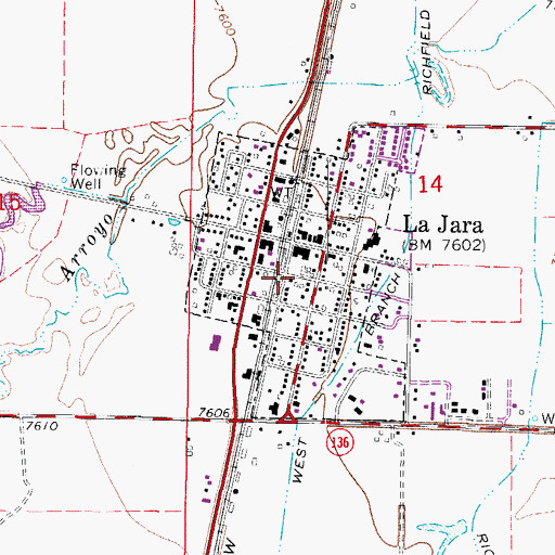 Topographic Map of La Jara Police Department, CO