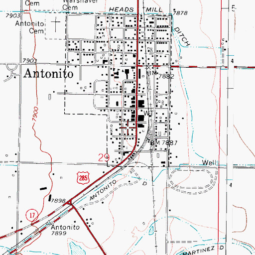Topographic Map of Antonito Police Department, CO