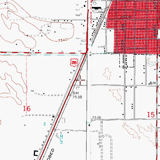 Topographic Map of Alamosa County Sheriff's Office, CO