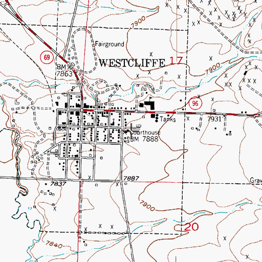 Topographic Map of Custer County Sheriff's Office, CO