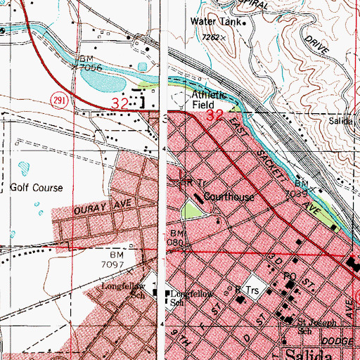 Topographic Map of Chaffee County Jail, CO