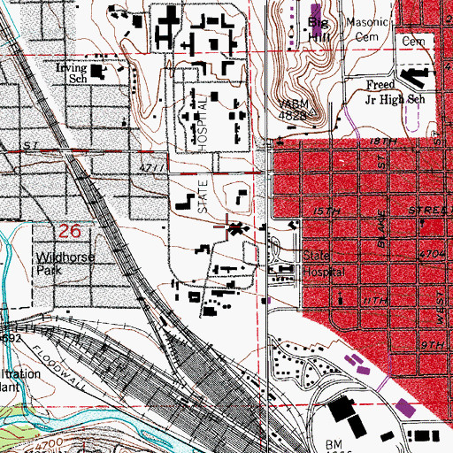Topographic Map of San Carlos Correctional Facility, CO