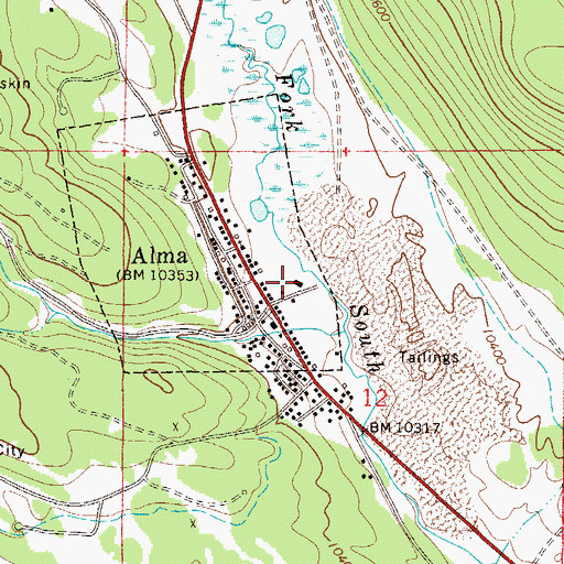 Topographic Map of Alma Police Department, CO