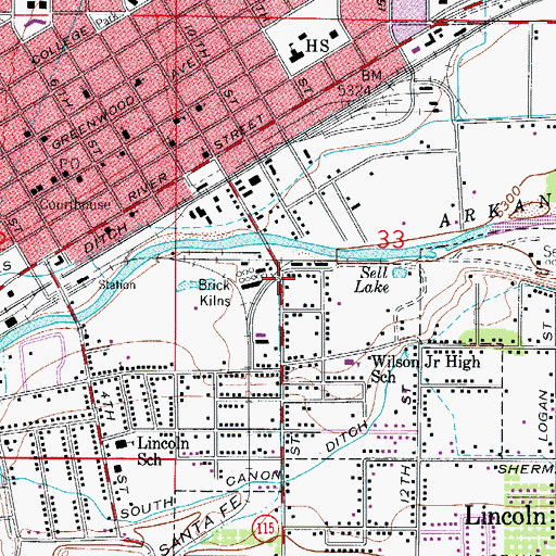 Topographic Map of Fremont County Combined Investigative Response Team Police Station, CO