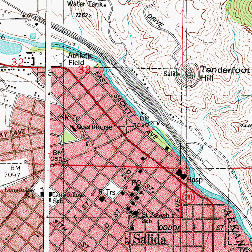 Topographic Map of Colorado State Parks Arkansas Headwaters Recreation Area, CO