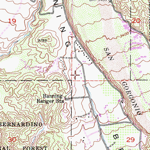 Topographic Map of Banning Bench, CA