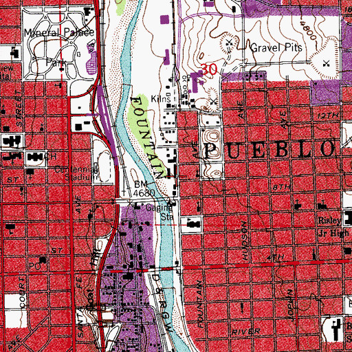 Topographic Map of Colorado State Patrol Troop 2D Pueblo, CO