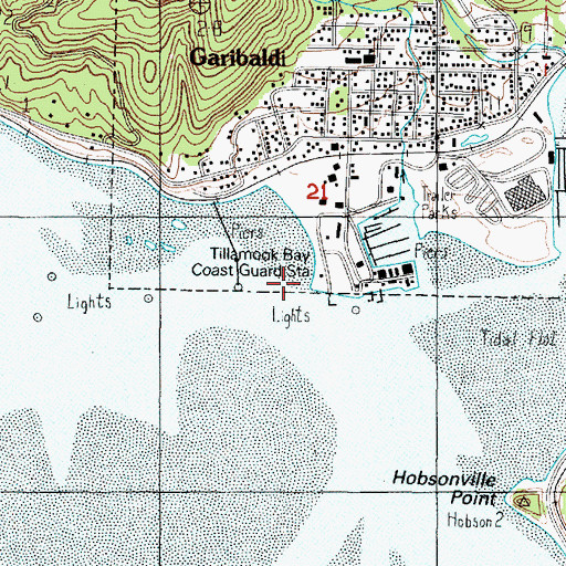 Topographic Map of United States Coast Guard Station Tillamook Bay, OR