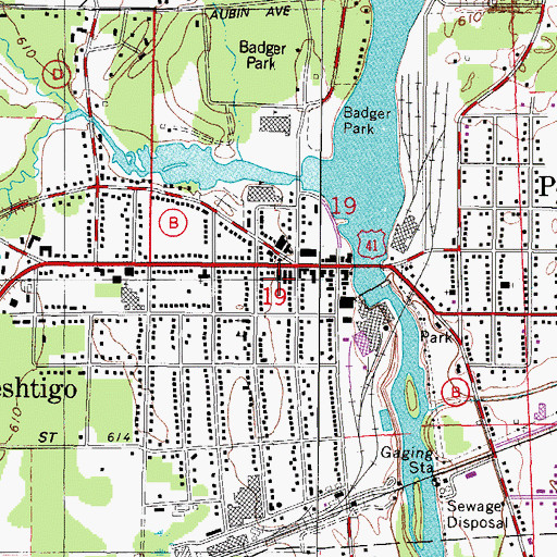 Topographic Map of Peshtigo City Fire Department Station 1, WI