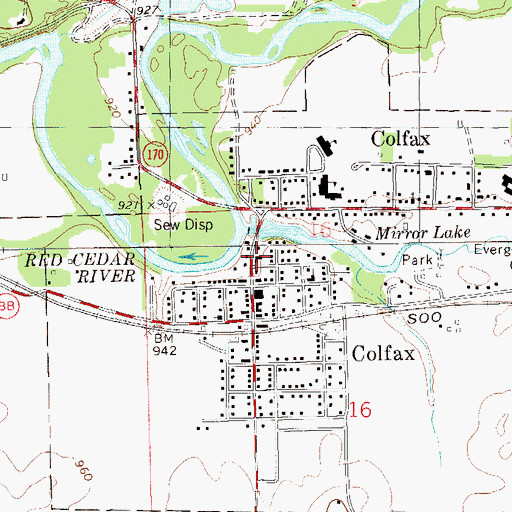 Topographic Map of Colfax Community Fire Department, WI