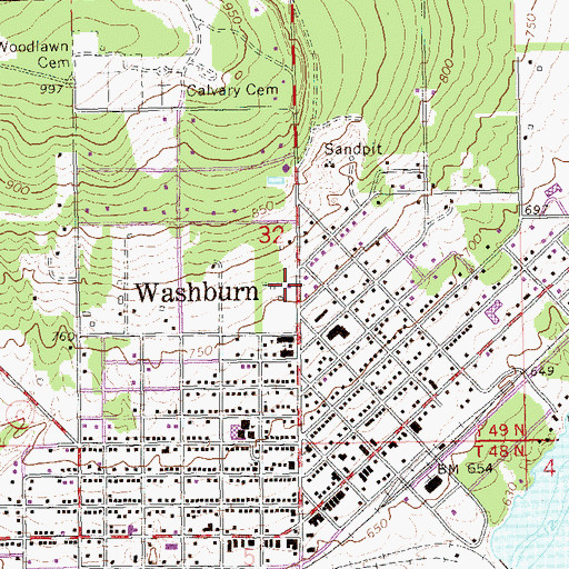 Topographic Map of Washburn Fire Department, WI