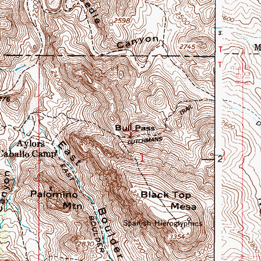 Topographic Map of Bull Pass, AZ