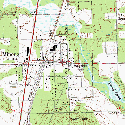 Topographic Map of Minong Volunteer Fire Department, WI