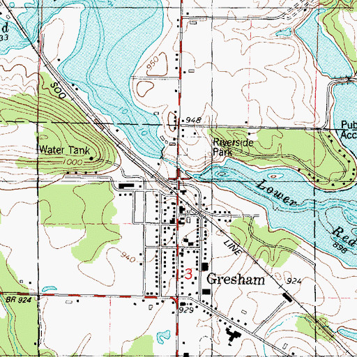 Topographic Map of Gresham Area Fire Department, WI