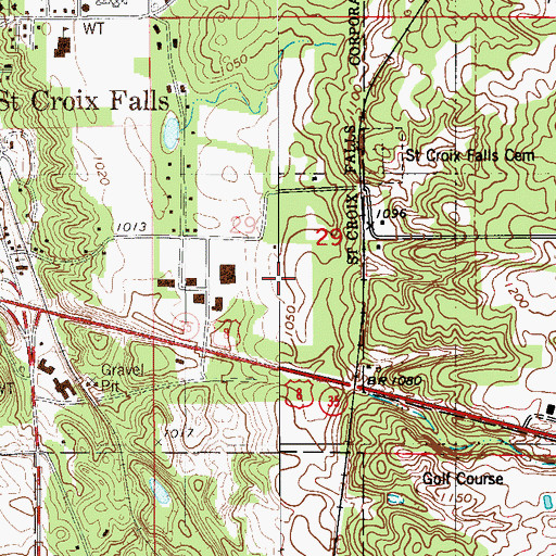Topographic Map of Saint Croix Falls Volunteer Fire Department, WI