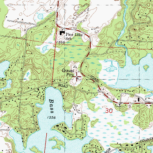 Topographic Map of Pine Lake Fire Rescue Station 1, WI