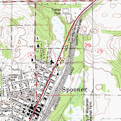 Topographic Map of Spooner Fire Department, WI