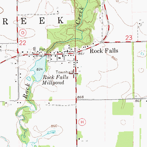 Topographic Map of Rock Creek Township Volunteer Fire Department, WI