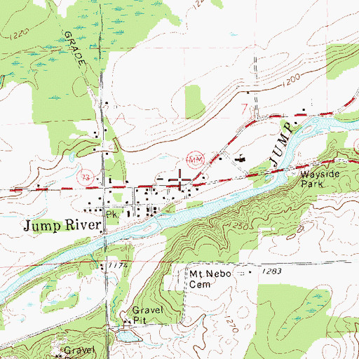 Topographic Map of Jump River Volunteer Fire Department, WI