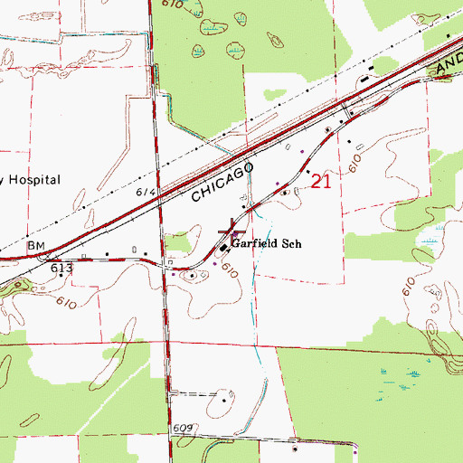 Topographic Map of Town of Peshtigo Volunteer Fire Department, WI