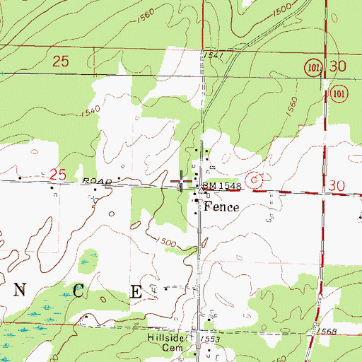 Topographic Map of Fence Volunteer Fire Department, WI