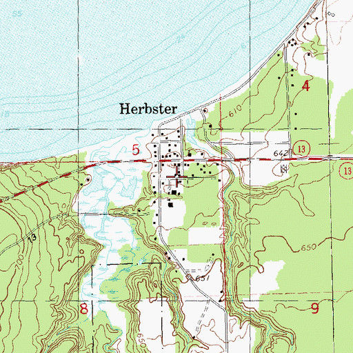 Topographic Map of Herbster Volunteer Fire Department, WI