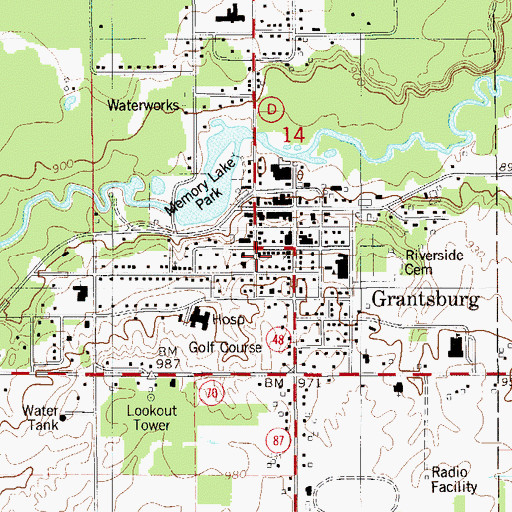 Topographic Map of Grantsburg Volunteer Fire Department, WI