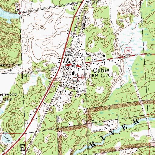 Topographic Map of Cable Volunteer Fire Department, WI