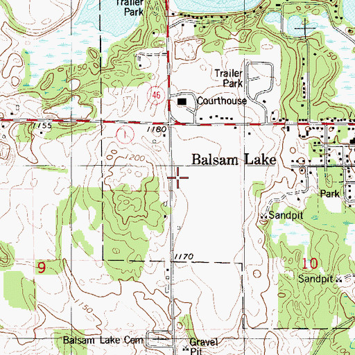 Topographic Map of Balsam Lake Volunteer Fire Department, WI