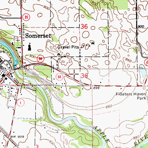 Topographic Map of Somerset Fire and Rescue, WI