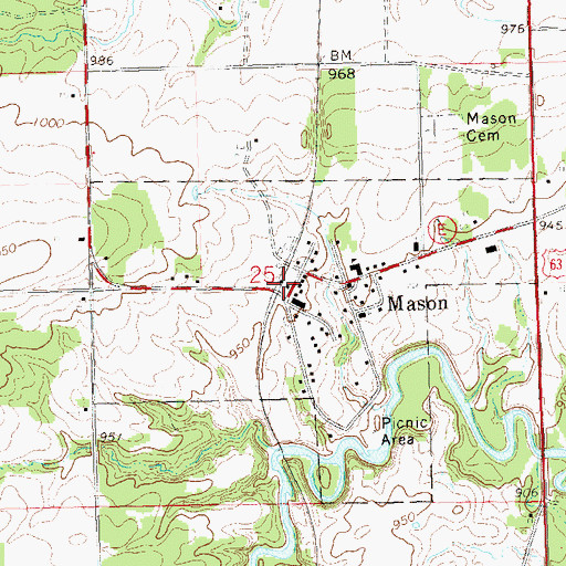Topographic Map of Mason Rural Fire Department, WI