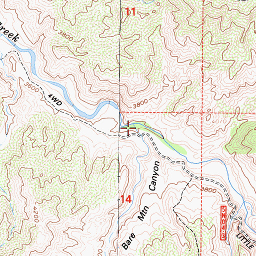 Topographic Map of Bare Mountain Canyon, CA
