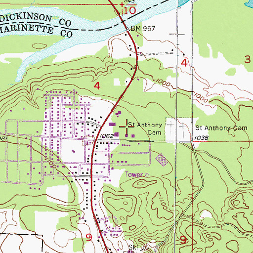 Topographic Map of Niagara Volunteer Fire Department, WI