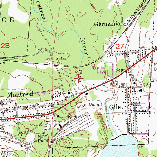 Topographic Map of Montreal Volunteer Fire Department, WI