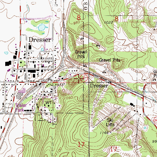 Topographic Map of Dresser - Osceola - Garfield Fire Association Dresser Station, WI