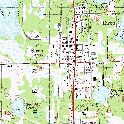 Topographic Map of Siren Volunteer Fire Department, WI