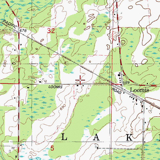 Topographic Map of Lake Township Volunteer Fire Department, WI