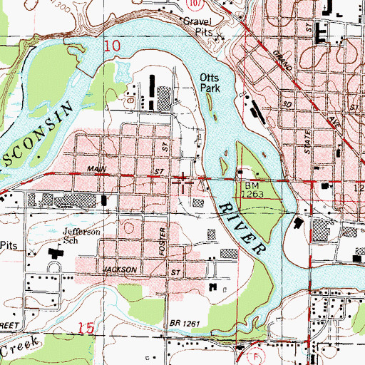 Topographic Map of Merrill Fire and Ambulance Department Station 2, WI