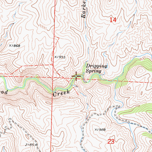 Topographic Map of Barker Creek, CA