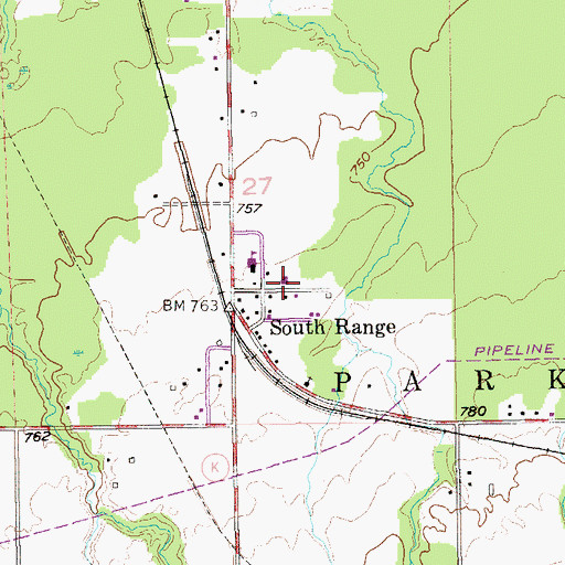 Topographic Map of Parkland Volunteer Fire Department, WI