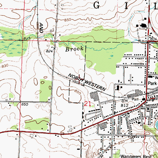 Topographic Map of Gillett Volunteer Fire Department, WI